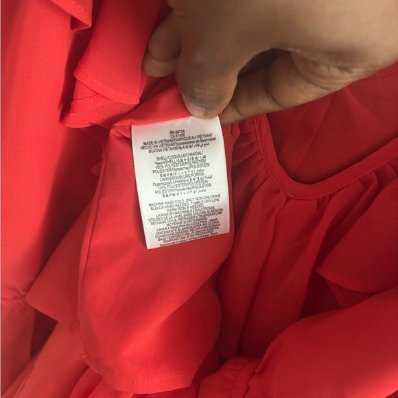 BCBG Ruffle V-Neck Red Chiffon Flowy Dress Romantic Date Night Cocktail S - Picture 7 of 10